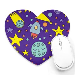 Card With Lovely Planets Heart Mousepads by Vaneshart