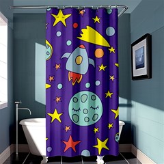 Card With Lovely Planets Shower Curtain 36  X 72  (stall)  by Vaneshart