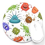 Dangerous Streptococcus Lactobacillus Staphylococcus Others Microbes Cartoon Style Vector Seamless Round Mousepads Front