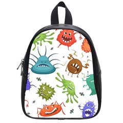 Dangerous Streptococcus Lactobacillus Staphylococcus Others Microbes Cartoon Style Vector Seamless School Bag (small) by Vaneshart