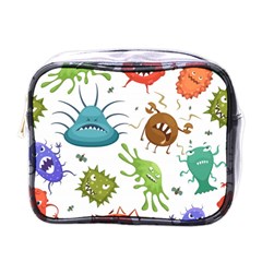 Dangerous Streptococcus Lactobacillus Staphylococcus Others Microbes Cartoon Style Vector Seamless Mini Toiletries Bag (one Side) by Vaneshart