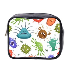 Dangerous Streptococcus Lactobacillus Staphylococcus Others Microbes Cartoon Style Vector Seamless Mini Toiletries Bag (two Sides)