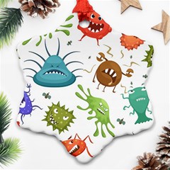 Dangerous Streptococcus Lactobacillus Staphylococcus Others Microbes Cartoon Style Vector Seamless Snowflake Ornament (two Sides) by Vaneshart