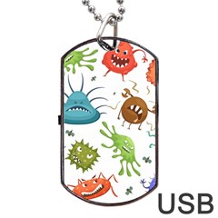 Dangerous Streptococcus Lactobacillus Staphylococcus Others Microbes Cartoon Style Vector Seamless Dog Tag Usb Flash (one Side) by Vaneshart