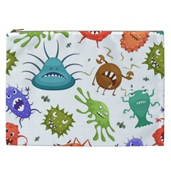 Dangerous Streptococcus Lactobacillus Staphylococcus Others Microbes Cartoon Style Vector Seamless Cosmetic Bag (xxl) by Vaneshart