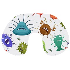 Dangerous Streptococcus Lactobacillus Staphylococcus Others Microbes Cartoon Style Vector Seamless Travel Neck Pillow by Vaneshart