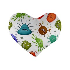 Dangerous Streptococcus Lactobacillus Staphylococcus Others Microbes Cartoon Style Vector Seamless Standard 16  Premium Flano Heart Shape Cushions by Vaneshart