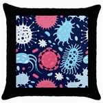 Seamless Pattern Microbes Virus Vector Illustration Throw Pillow Case (Black) Front