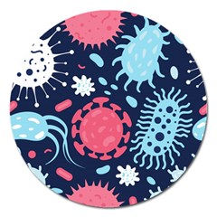 Seamless Pattern Microbes Virus Vector Illustration Magnet 5  (round) by Vaneshart