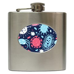 Seamless Pattern Microbes Virus Vector Illustration Hip Flask (6 Oz) by Vaneshart