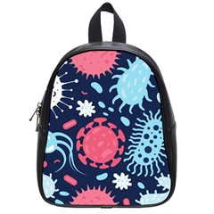 Seamless Pattern Microbes Virus Vector Illustration School Bag (small) by Vaneshart