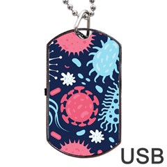 Seamless Pattern Microbes Virus Vector Illustration Dog Tag Usb Flash (one Side) by Vaneshart