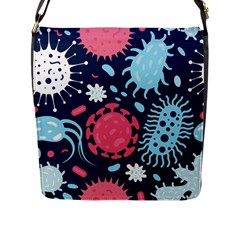 Seamless Pattern Microbes Virus Vector Illustration Flap Closure Messenger Bag (l) by Vaneshart