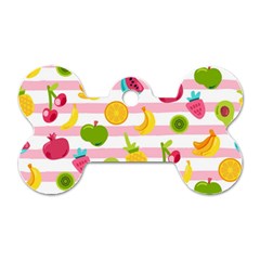 Tropical Fruits Berries Seamless Pattern Dog Tag Bone (two Sides) by Vaneshart