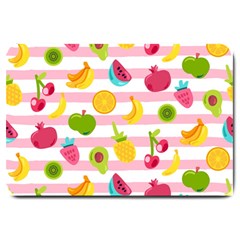 Tropical Fruits Berries Seamless Pattern Large Doormat  by Vaneshart