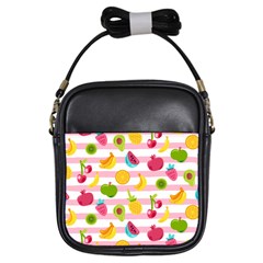 Tropical Fruits Berries Seamless Pattern Girls Sling Bag by Vaneshart