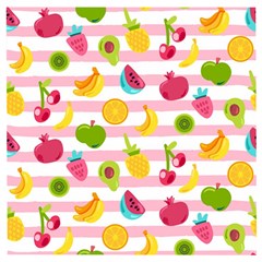 Tropical Fruits Berries Seamless Pattern Wooden Puzzle Square by Vaneshart