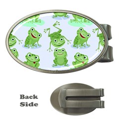 Cute Green Frogs Seamless Pattern Money Clips (oval)  by Vaneshart