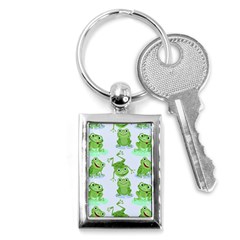 Cute Green Frogs Seamless Pattern Key Chain (rectangle) by Vaneshart