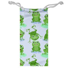 Cute Green Frogs Seamless Pattern Jewelry Bag by Vaneshart