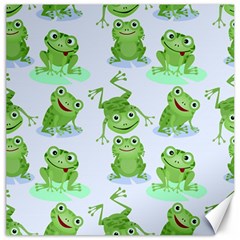 Cute Green Frogs Seamless Pattern Canvas 12  X 12  by Vaneshart