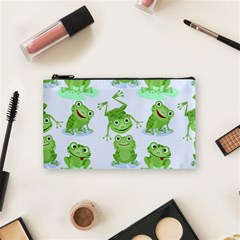 Cute Green Frogs Seamless Pattern Cosmetic Bag (small) by Vaneshart