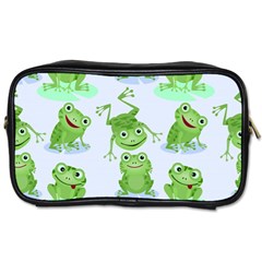 Cute Green Frogs Seamless Pattern Toiletries Bag (one Side) by Vaneshart