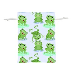 Cute Green Frogs Seamless Pattern Lightweight Drawstring Pouch (l) by Vaneshart