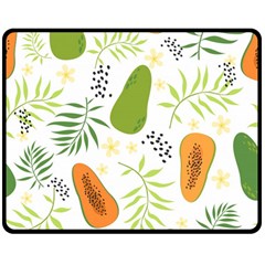 Seamless Tropical Pattern With Papaya Double Sided Fleece Blanket (medium)  by Vaneshart