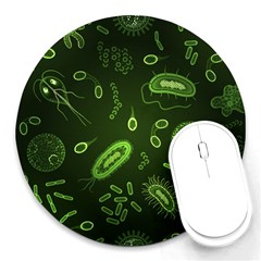 Bacteria Virus Seamless Pattern Inversion Round Mousepads by Vaneshart