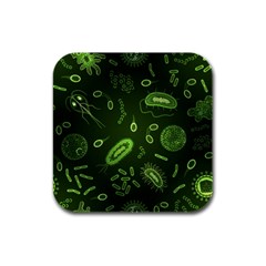 Bacteria Virus Seamless Pattern Inversion Rubber Square Coaster (4 Pack)  by Vaneshart