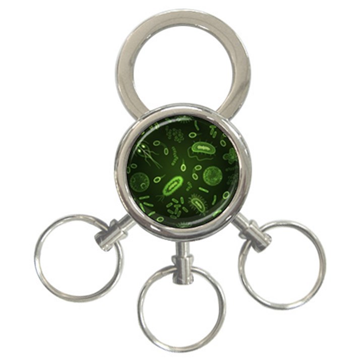 Bacteria Virus Seamless Pattern Inversion 3-Ring Key Chain