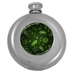 Bacteria Virus Seamless Pattern Inversion Round Hip Flask (5 Oz) by Vaneshart