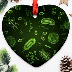 Bacteria Virus Seamless Pattern Inversion Heart Ornament (two Sides) by Vaneshart