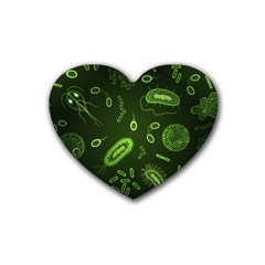 Bacteria Virus Seamless Pattern Inversion Heart Coaster (4 Pack)  by Vaneshart