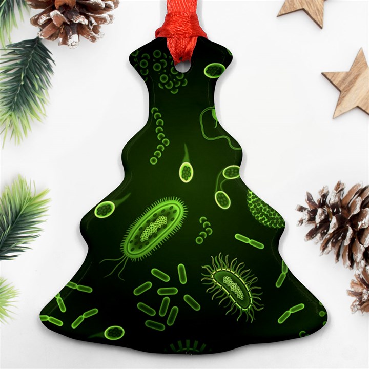 Bacteria Virus Seamless Pattern Inversion Christmas Tree Ornament (Two Sides)