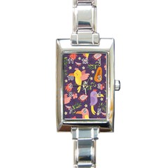 Exotic Seamless Pattern With Parrots Fruits Rectangle Italian Charm Watch by Vaneshart