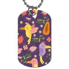 Exotic Seamless Pattern With Parrots Fruits Dog Tag (one Side) by Vaneshart