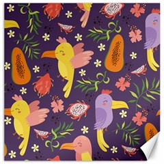 Exotic Seamless Pattern With Parrots Fruits Canvas 20  X 20  by Vaneshart