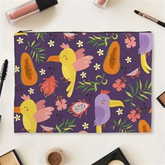 Exotic Seamless Pattern With Parrots Fruits Cosmetic Bag (xl)