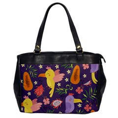 Exotic Seamless Pattern With Parrots Fruits Oversize Office Handbag by Vaneshart