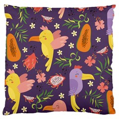 Exotic Seamless Pattern With Parrots Fruits Large Cushion Case (one Side) by Vaneshart