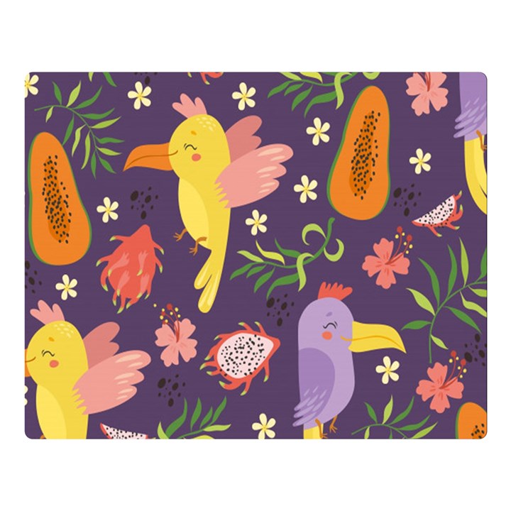 Exotic Seamless Pattern With Parrots Fruits Double Sided Flano Blanket (Large) 