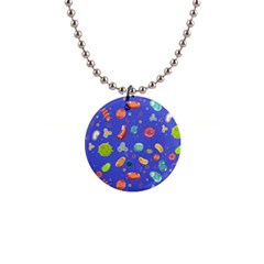 Virus Seamless Pattern 1  Button Necklace