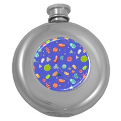 Virus Seamless Pattern Round Hip Flask (5 Oz) by Vaneshart