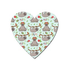 Seamless Pattern With Cute Sloths Relax Enjoy Yoga Heart Magnet by Vaneshart