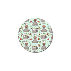 Seamless Pattern With Cute Sloths Relax Enjoy Yoga Golf Ball Marker (4 Pack) by Vaneshart