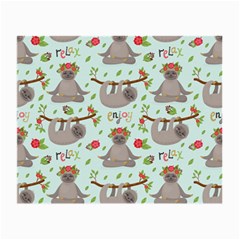 Seamless Pattern With Cute Sloths Relax Enjoy Yoga Small Glasses Cloth by Vaneshart