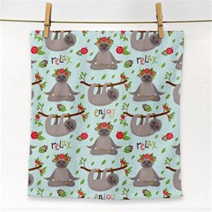 Seamless Pattern With Cute Sloths Relax Enjoy Yoga Face Towel by Vaneshart