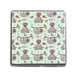 Seamless Pattern With Cute Sloths Relax Enjoy Yoga Memory Card Reader (Square 5 Slot) Front